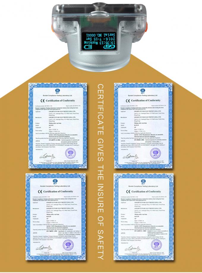 ATEX Sertifikalı Kablosuz OLED Madenci Lambaları Yeraltı Madenciliği için Endüktif Şarj 8